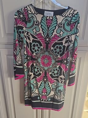 Nicole Miller Floral-Print Sheath Dress in Teal & Pink